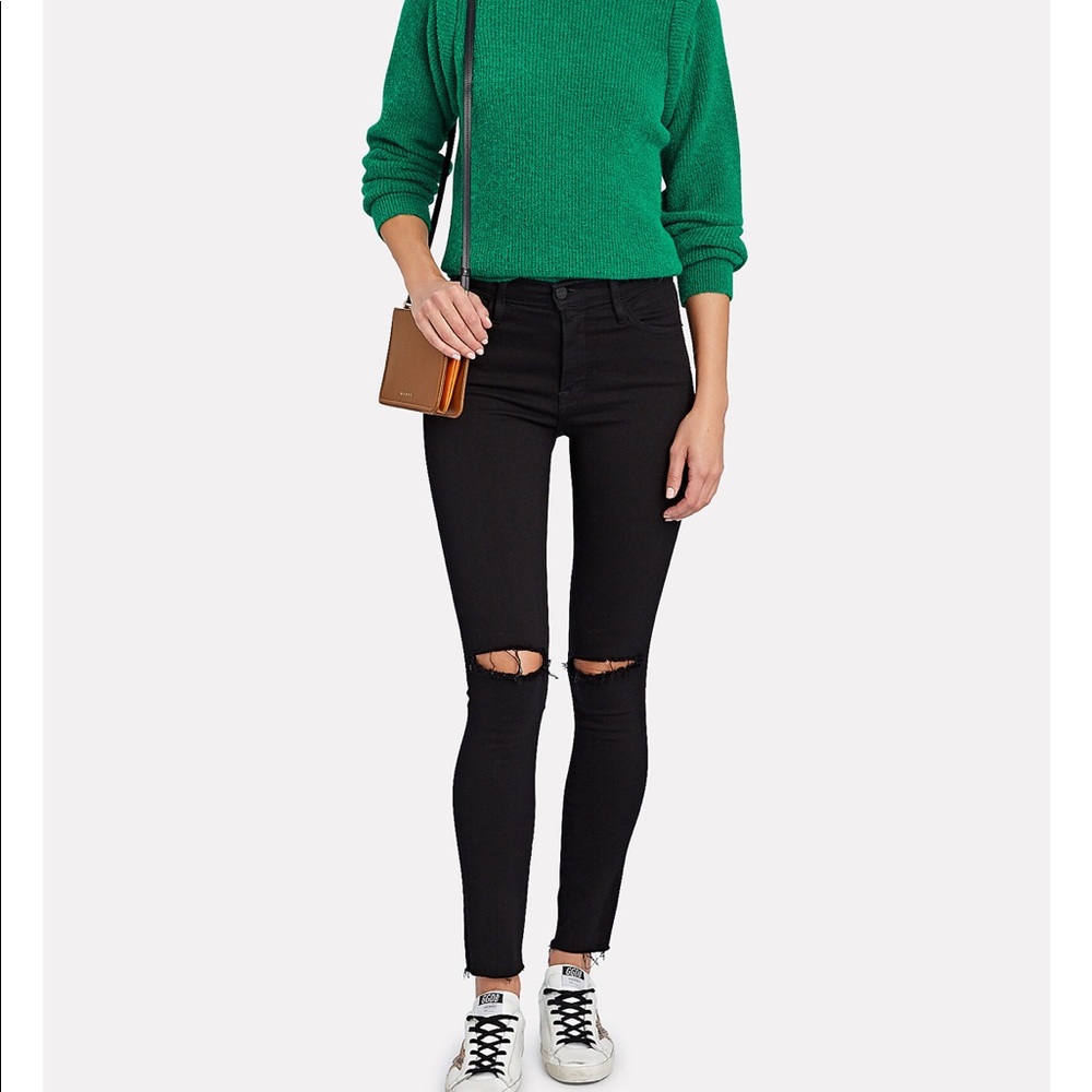 Frame Le High Skinny Raw Edge Noir Slits
